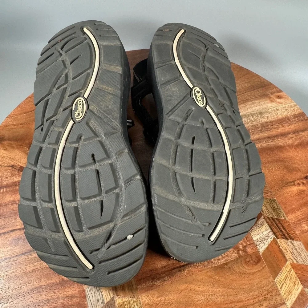 Chaco Z Cloud X2 Sandals Womens 7 Black White Double Strap Toe Loop Hiking Trail